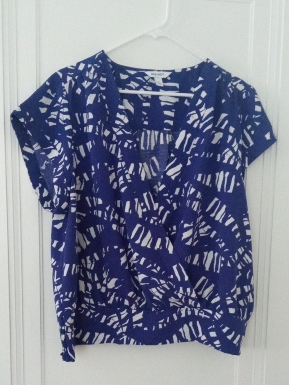 women XXL short sleeve purple white top NINE WEST